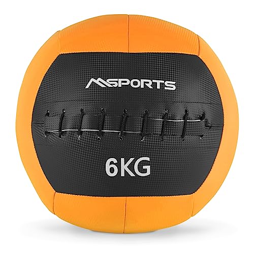 MSPORTS Wall-Ball Premium Gewichtsball 2-10 kg Medizinball (6 kg - Orange) von MSPORTS