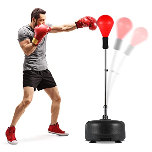 MSPORTS Punchingball Premium Boxstand I Höhenverstellbarer Standbox-Trainer inkl. Boxbirne 110-150 cm I Box Ständer Standboxtrainer für Boxing Workout (Rot) von MSPORTS