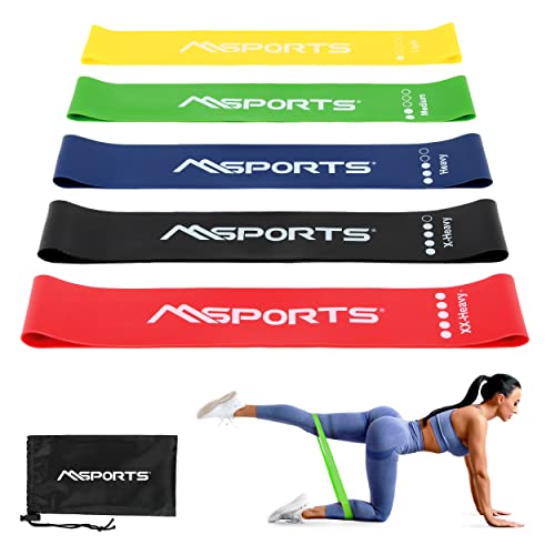 Resistance Bands Premium mit Tragetasche 5er Set - Leicht | Medium | Stark | Extra Stark - Fitnessband Trainingsband Gymnastikband von MSPORTS