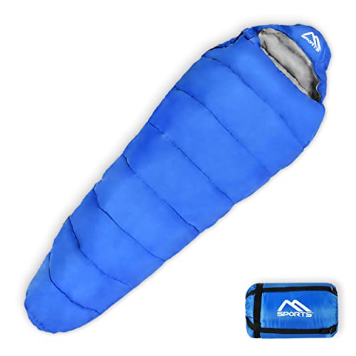 MSPORTS Schlafsack Premium Outdoor inkl. Tragegurt - Königsblau, 300 GSM - Herbst/Winter Camping, Reise, Festival – Warm Mumienschlafsack von MSPORTS