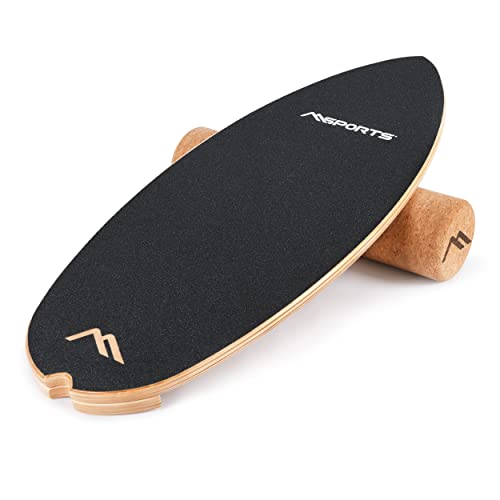 MSPORTS Surf Balance Board aus Holz/Balance Skateboard inkl. Rolle | Balance Board & Indoor Surfboard Trickboard und Gleichgewichtstrainer für Kinder und Erwachsene von MSPORTS