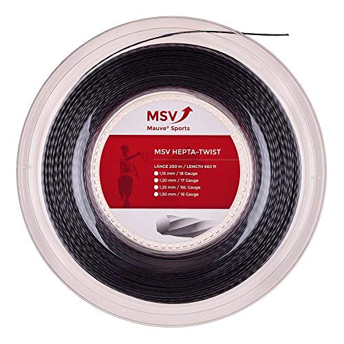 MSV Unisex – Erwachsene Hepta Twist Tennis-Saite, schwarz, 1.25 mm von MSV