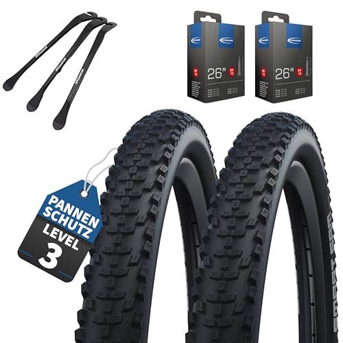 2er Set Schwalbe Reifen Smart Sam HS 476 26 Zoll (57-559) auswählbar mit Schläuchen + MSZweirad Reifenheber Performance Line (26 x 2,25 (57-559), SV Schläuche) von MSZweirad