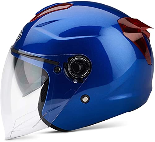 Erwachsener Motorradhelm mit Doppelvisier,Jet-Helm Chopper Cruiser Vintage Pilot Helmet,Bestehen Sie den Kollisionstest,um die Verkehrssicherheit zu Gewährleisten G,50-64CM von MTTKTTBD