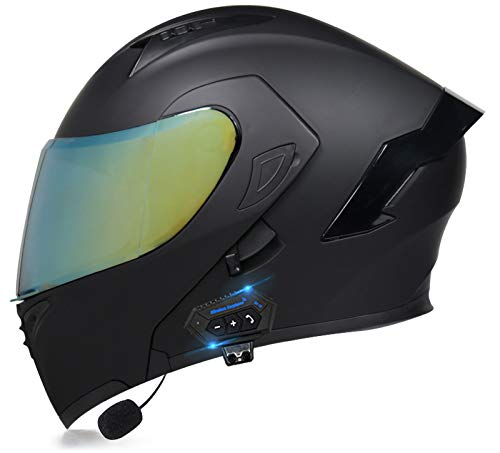Hammock Motorrad Klapphelm Bluetooth-Helm Integrierter Motorradhelm,Double Lens Flip Vollvisierhelm Mit Bluetooth-Headset Modularer Helm ECE-Zertifiziert Integralhelm C,XL von MTTKTTBD
