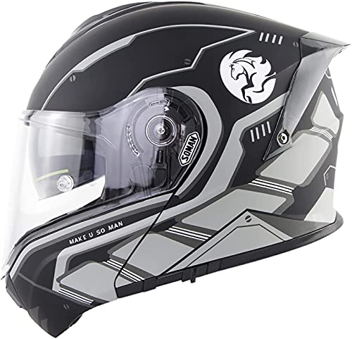 Motorradhelm DOT/ECE-Zertifizierter Modularer Helm Reservierter Bluetooth-Kopfhörerschlitz Doppelscheiben-Jethelm Four Seasons Erwachsene Season(Color:E;Size:4XL) von MTTKTTBD
