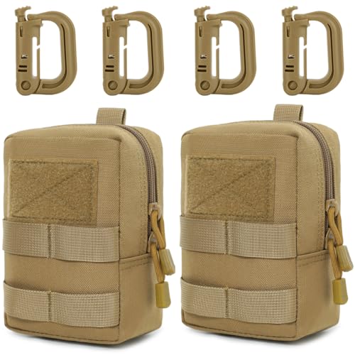 MUCHER 2 Pack Molle Tasche Taktische Hüfttaschen EDC Utility Bauchtasche Hüfttasche mit 4 Haken Rucksack-Zusatztaschen für Outdoor Wandern Jagdcamping Training von MUCHER