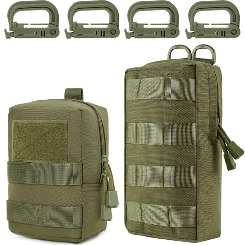 MUCHER 2 Pack Molle Tasche Taktische Hüfttaschen EDC Utility Bauchtasche Hüfttasche mit 4 Haken Rucksack-Zusatztaschen für Outdoor Wandern Jagdcamping Training von MUCHER
