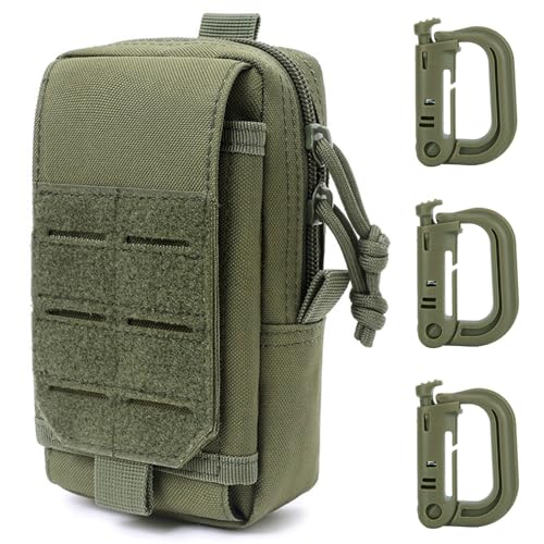 MUCHER Molle Tasche Hüfttaschen Handytasche EDC Utility Bauchtasche Hüfttasche mit 3 Haken für Outdoor Wandern Jagdcamping Training (Armeegrün) von MUCHER