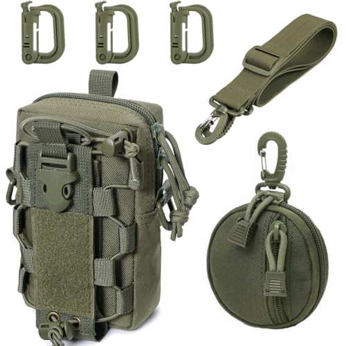 MUCHER Molle Tasche Taktisch Umhängetasche Molle Flaschen Halter Haltbares Multifunktional Gürtel Taschen mit Schultergurt und 3 Haken für Outdoor Wandern Jagdcamping Training (Armeegrün) von MUCHER