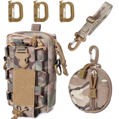 MUCHER Molle Tasche Taktisch Umhängetasche Molle Flaschen Halter Haltbares Multifunktional Gürtel Taschen mit Schultergurt und 3 Haken für Outdoor Wandern Jagdcamping Training (Tarnung) von MUCHER