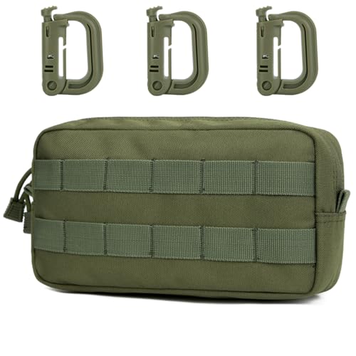 MUCHER Molle Tasche Taktische Hüfttaschen EDC Utility Bauchtasche Hüfttasche mit 3 Haken für Outdoor Wandern Jagdcamping Training (A - Armeegrün) von MUCHER