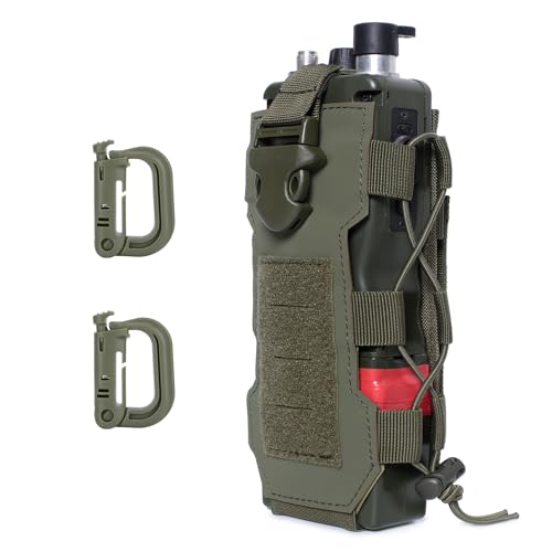 MUCHER Taktisch Flaschenhalter Molle Flaschen Halter Haltbares Militär Trinkflasche Beutel mit 2 Haken Wasserflaschenhalter für Outdoor Wandern Jagdcamping Training (Armeegrün) von MUCHER