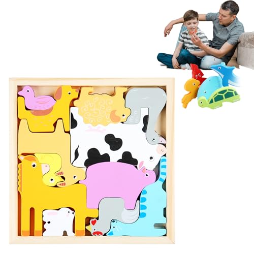 MUCKLE Wooden Toddler Jigsaw Puzzles, Children's Early Education Toy Puzzles, Learning & Education Baby Toys for 3+ (Farm Animals Puzzle) von MUCKLE