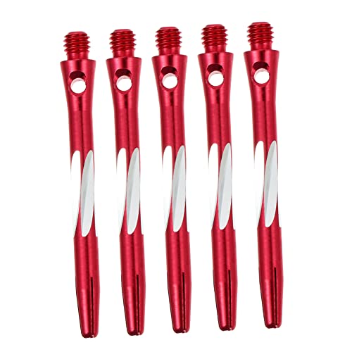 MUELODSIC 5 Stück Teiliges Aluminiumlegierung Gewindeschäfte Professionelle Dartschäfte mit Geriffelter Oberfläche Standardgewinde für Soft und Steel Dartpfeile Rote Farbe Optimiertes von MUELODSIC