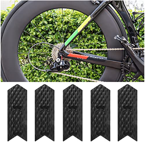 MUQZI Kettenstrebenschutz, 5 Stück Fahrradkettenstreben-Schutzaufkleber aus Silikon Rahmenschutz Fahrrad Schutzfolie für Mountainbike, BMX, Rennrad (Klein-Schwarz) von MUQZI