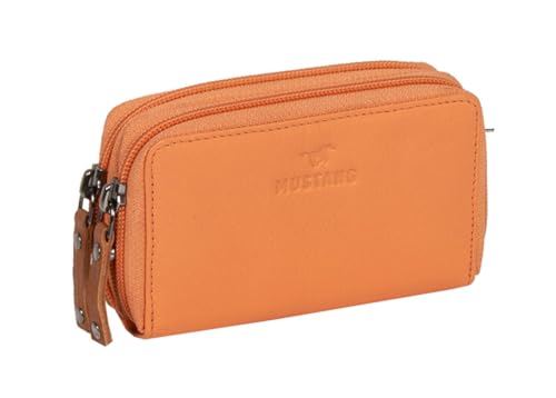 MUSTANG Seattle Leather Wallet 2 Zip Top Opening Orange von MUSTANG