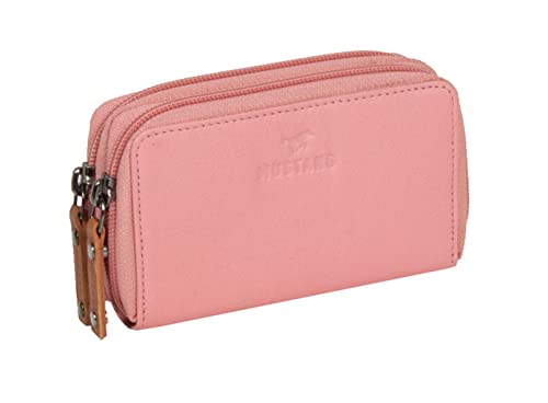 MUSTANG Seattle Leather Wallet 2 Zip Top Opening Pink von MUSTANG