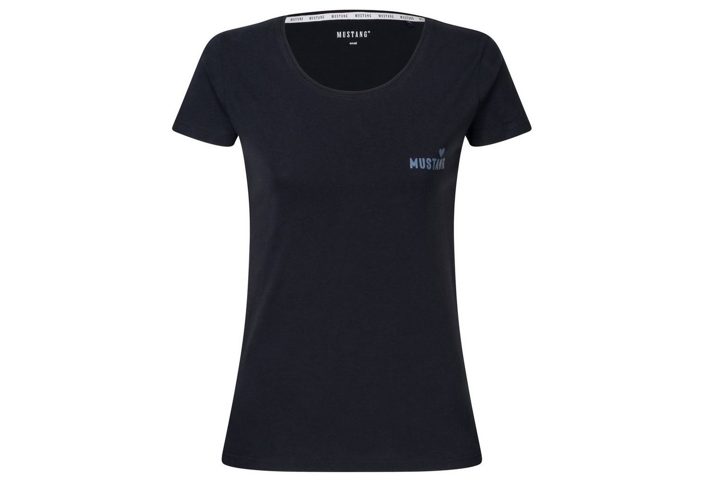 MUSTANG T-Shirt Lounge Damen Shirt Everyday (Packung, 1-tlg) lässige Weite, Toniger Logo-Print mit Herz auf der Brust von MUSTANG