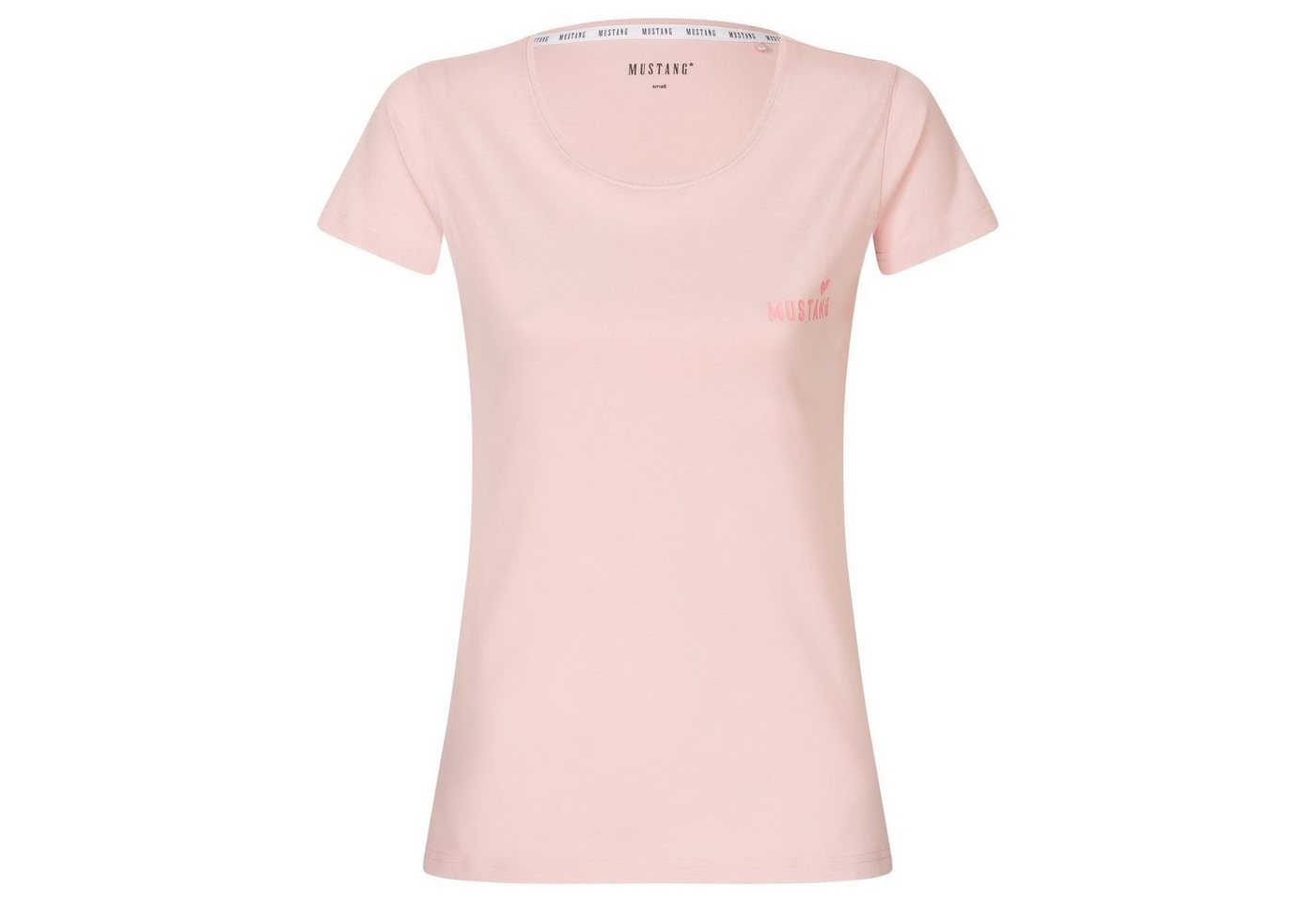 MUSTANG T-Shirt Lounge Damen Shirt Everyday (Packung, 1-tlg) lässige Weite, Toniger Logo-Print mit Herz auf der Brust von MUSTANG