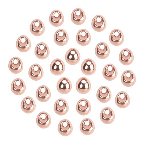 MUUNN 100 Stück versetzte Wolframperlen zum Fliegenbinden, 5 Farben/4 Größen, Hakengrößen #10~#12 Wolfram-Jigoff-Perlen (Kupfer, 3,3 mm) von MUUNN
