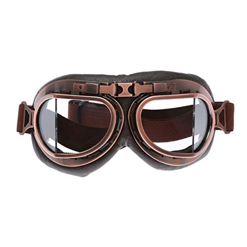MUXSAM 1Stück Schutzbrillen Sonnenbrille Vintage Motorradbrille Fliegerbrille für Fahrrad Skibrillen Vintage Motorräder Brille für ATV Bike,Durchsichtig von MUXSAM