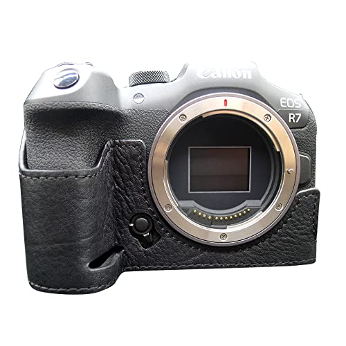 EOS R7 Kameratasche, MUZIRI KINOKOO Leder-Unterseite, kompatibel mit Canon EOS R7 Kamera, schützende Hülle, Schwarz , Kosmetikkoffer von MUZIRI KINOKOO