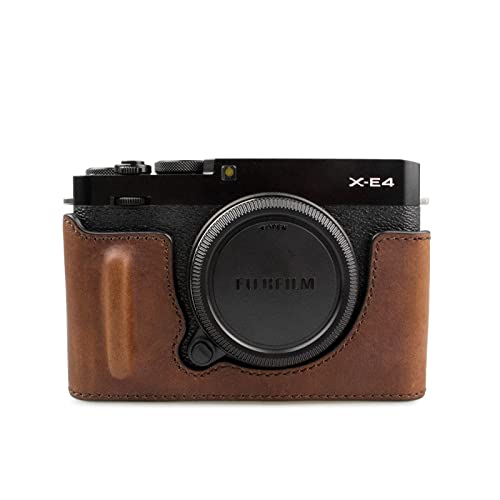 FUJI X-E4 Echt Leder Hülle, MUZIRI KINOKOO Echt Leder Hülle Kompatibel für FUJI X-E4 Schutzhülle Fujifilm XE4 Case Grip Case Braun von MUZIRI KINOKOO