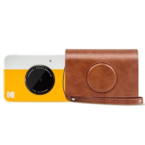 MUZIRI KINOKOO Printomatic Retro Tasche Kompatibel für Kodak Printomatic Kamera Schutzhülle Ledertasche mit Handschlaufe Braun von MUZIRI KINOKOO