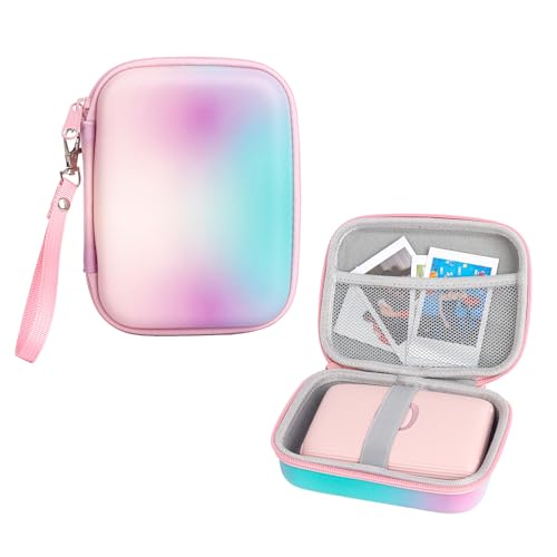 MUZIRI KINOKOO EVA Hartschalen-Tragetasche kompatibel mit Fuji Instax Mini EVO Kamera Mini Link/Link 2/Link SQ Smartphone Drucker mit Handschlaufe, Farbverlauf Pink, Kameratasche von MUZIRI KINOKOO