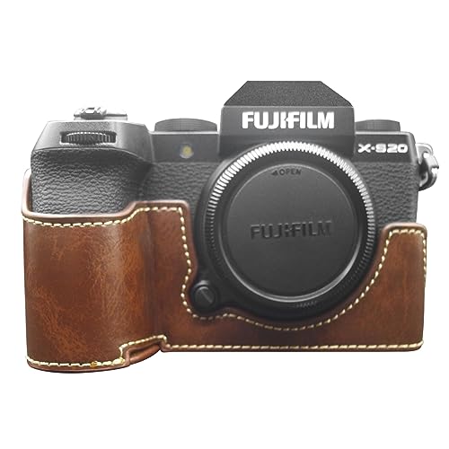 MUZIRI KINOKOO Hülle für Fujifilm Fuji XS20/X-S20 Kamera, Retro-Stil PU-Leder Fuji XS20 Schutzhülle mit Handgriff und Öffnungsboden-Design – Kaffee von MUZIRI KINOKOO