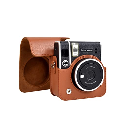 MUZIRI KINOKOO Tasche für Fuji Fujifilm Instax Mini 40 Sofortbildkamera, Schutzhülle Mini 40 aus PU-Leder für Polaroid Instax Mini 40 mit verstellbarem Schultergurt – Braun von MUZIRI KINOKOO