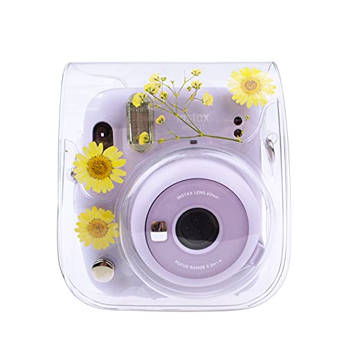 MUZIRI KINOKOO Mini 12/Mini 11 Camera Case, Fujifilm Mini 12/Mini 11 PVC Flower Transparent Protective Case, Adjustable Shoulder Strap Backpack Camera Case von MUZIRI KINOKOO