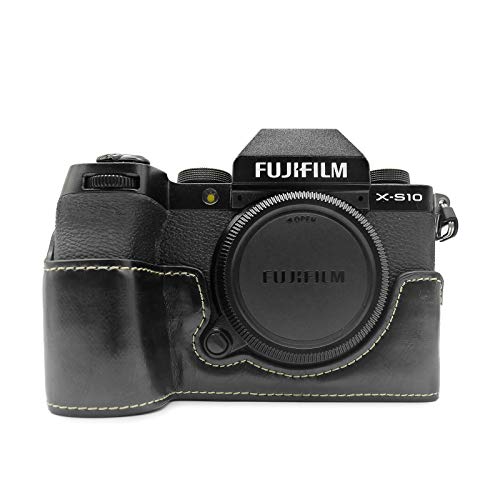 MUZIRI KINOKOO Fuji XS10 Hülle PU Leder Hülle Kompatibel für Fuji X-S10 Schutzhülle mit Grip Case, Schwarz , Retro von MUZIRI KINOKOO