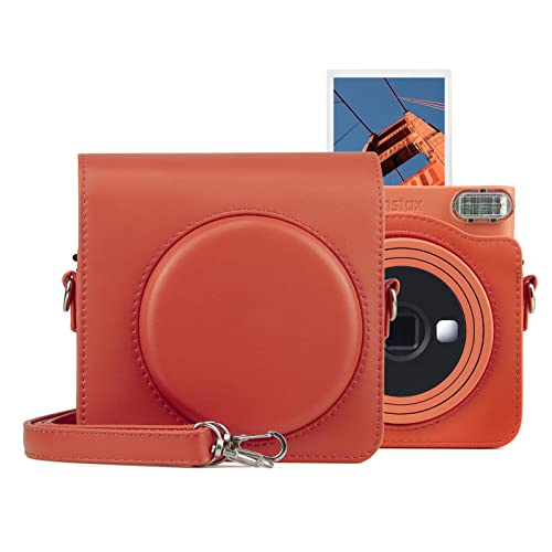 MUZIRI KINOKOO SQ1 Tasche aus PU-Leder – Schutzhülle kompatibel für Fuji Instax SQ1 Square Sofortbildkamera – mit Schultergurt – Orange von MUZIRI KINOKOO