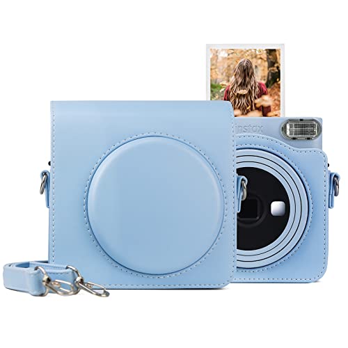 MUZIRI KINOKOO SQ1 Tasche aus PU-Leder – Schutzhülle kompatibel für Fuji Instax SQ1 Square Sofortbildkamera – mit Schultergurt – Blau von MUZIRI KINOKOO