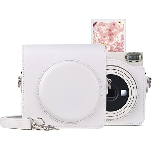 MUZIRI KINOKOO SQ1 Tasche aus PU-Leder – Schutzhülle kompatibel für Fuji Instax SQ1 Square Sofortbildkamera – mit Schultergurt – Weiß von MUZIRI KINOKOO
