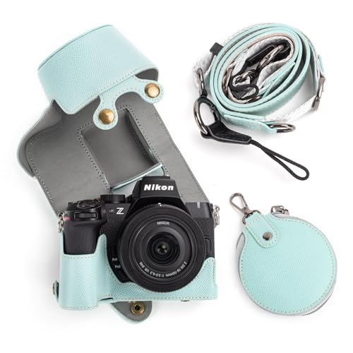 MUZIRI KINOKOO Tasche für Nikon Z50 II Kamera, PU Leder Schutzhülle für Nikon Z50 II/Z50II Kamera mit DX 16-50mm f/3.5~6.3 Objektiv - mit Schultergurt & Aufbewahrungstasche - Blau von MUZIRI KINOKOO