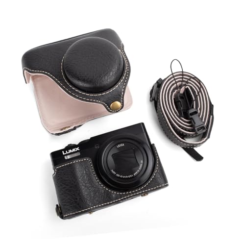 MUZIRI KINOKOO Tasche für Panasonic Lumix DC-TZ99 Digitalkamera, Schutzhülle aus PU-Leder für Lumix TZ99, abnehmbare Tragetasche mit verstellbarem Schultergurt - Schwarz von MUZIRI KINOKOO