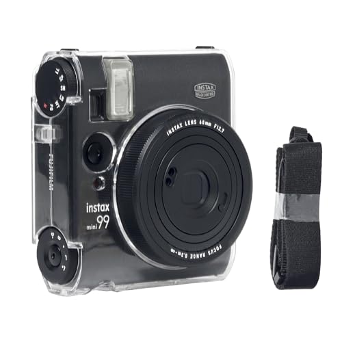 MUZIRI KINOKOO Tasche kompatibel mit Fujifilm Fuji Instax Mini 99 Sofortbildkamera, Hart-PVC Fuji Mini 99 Klarsichthülle, einfaches Tragen mit verstellbarem Schultergurt – transparent von MUZIRI KINOKOO