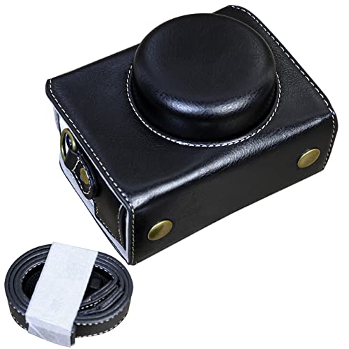MUZIRI KINOKOO ZV1F Hülle kompatibel für Sony ZV1 F/ZV1F Digitalkamera - PU-Leder Vollschutz Kameratasche mit verstellbarem Schultergurt - Schwarz von MUZIRI KINOKOO