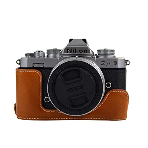 MUZIRI KINOKOO ZFC Hülle, PU Leder Halbkörper Kamera Base Tasche Cover für Nikon Z fc Zfc mit Bodenöffnung Design Braun von MUZIRI KINOKOO
