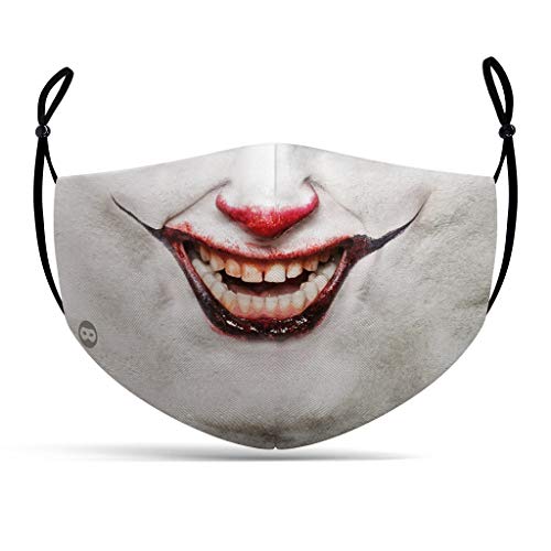 MW Maskworld Horror-Clown - Stoffmaske Alltagsmaske Gesichtsmaske, 3-lagig, wiederverwendbar, waschbar bei 60 Grad von MW