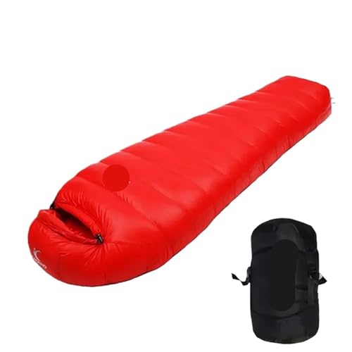 Outdoor Camping Weiße Entendaunenschlafsack Ultraleicht Winter Herbst Erwachsenenschlafsack Geeignet for Reisen Wandern 800G Für Outdoor Camping(Red) von MWAHJU