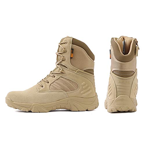 MWbetsy High-Top-Kampf-Stiefel Commando Outdoor-Wüste Tactical Boots Army Training Wandern Walkin Bergschuhe Große Leder Leichte Schuhe,Braun,43 von MWbetsy