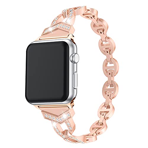 Armband Edelstahl Kompatibel mit Apple Watch Serie 3 38mm Glitzer Armbänder, Damen Diamant Uhrenarmband Metall Uhrenarmband Verstellbare Kompatibel mit iWatch 38mm 40mm 41mm Serie SE/9/8/7/6/5/4/3/2/1 von MXFDOKD