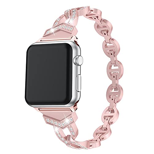 Kompatibel mit Armbänder Edelstahl Apple Watch Series 9 41mm, Replacement Armband Glitzer Strass Ersatzbänder Edelstahlarmband Kompatibel mit Apple iWatch 38mm 40mm 41mm Series 9/8/7/6/SE/5/4/3/2/1 von MXFDOKD