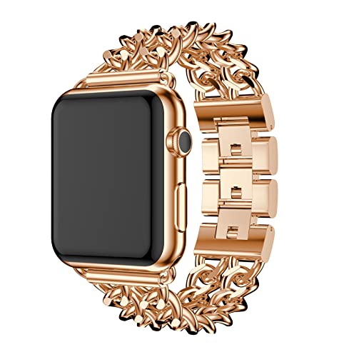 Metall Uhrenband Kompatibel mit Apple Watch 8 45mm, Damen Armband Replacement Edelstahl Metallband Ersatzbänder Metall Schnalle Kompatibel mit iWatch Ultra 49mm 44mm 42mm Serie SE 9 8 7 6 5 4 3 2 1 von MXFDOKD