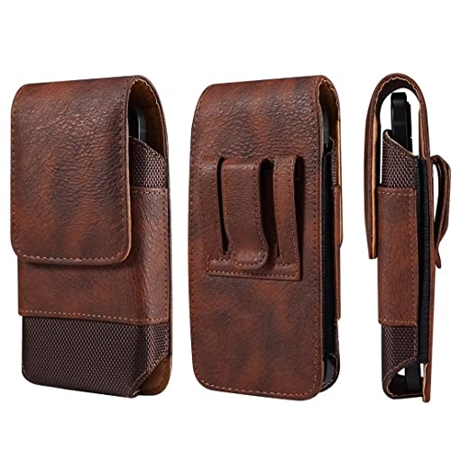 Vertikal Handy Gürteltasche mit Clip Männer, Handy Gürtel Tasche Leder, 7.2" Universal Smartphone Geldbörse mit Gürtelschlaufe Telefon Hüfttaschen Handyholster mit Kartenhalter Fanny Pack Brieftasche von MXFDOKD