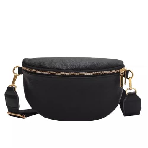 Bauchtasche Damen-Leder-Brusttasche, Hüfttasche (Farbe : Black, Size : 24x15cm) von MXMZSRTH